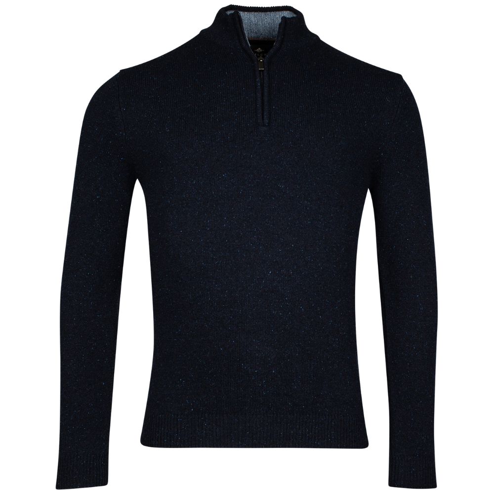 Baileys Merino Wool Silk Blend Speckled Navy Half Zip Jumper