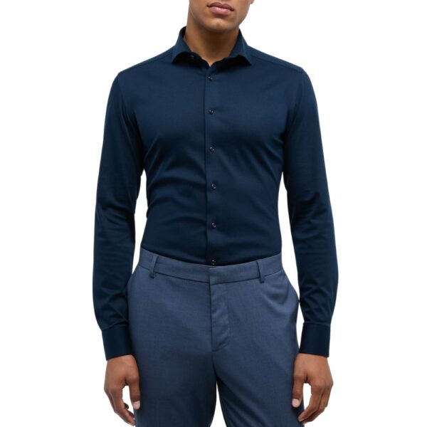 ETERNA Slim Fit 1863 Cotton Navy Super Stretch Shirt 3