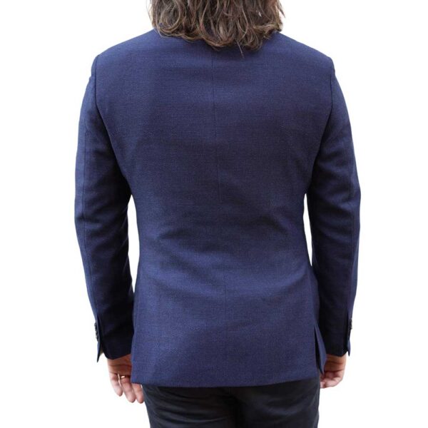 Paoloni Navy Herringbone Jacket With Insert back