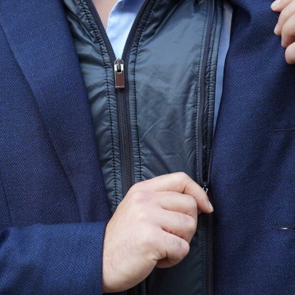 Paoloni Navy Herringbone Jacket With Insert zip out