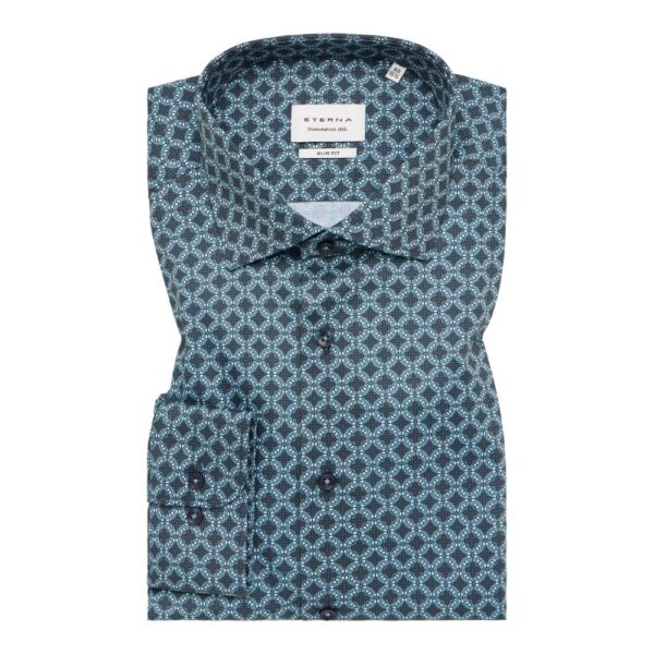 SLIM FIT Shirt in petrol printed