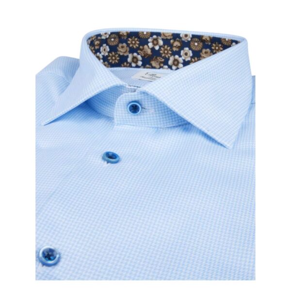 STENSTROMS Light blue Contrast Micro Check Shirt 1