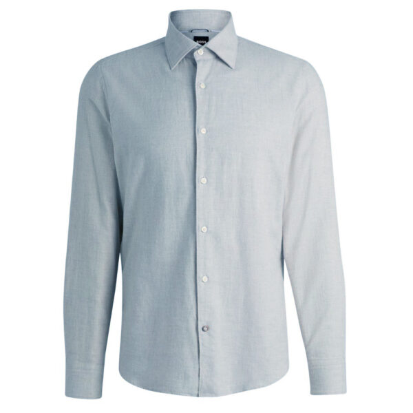 BOSS Hank Slim Fit Pastel Blue Shirt In Printed Performance Stretch Material