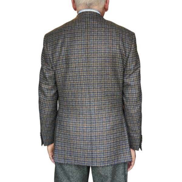 CANALI Pure Wool Brown Gun Check Jacket back 1