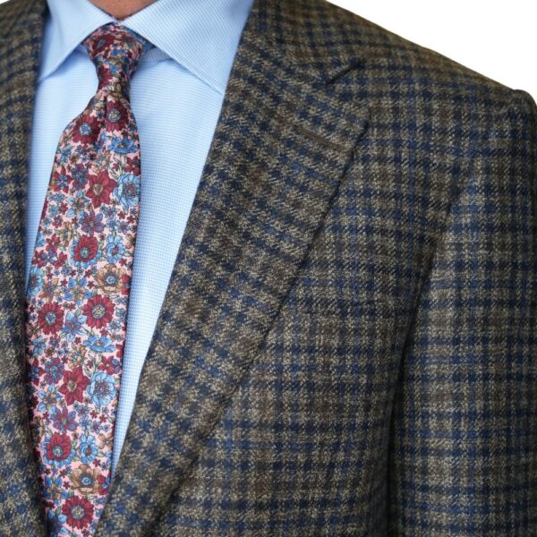 CANALI Pure Wool Brown Gun Check Jacket detail