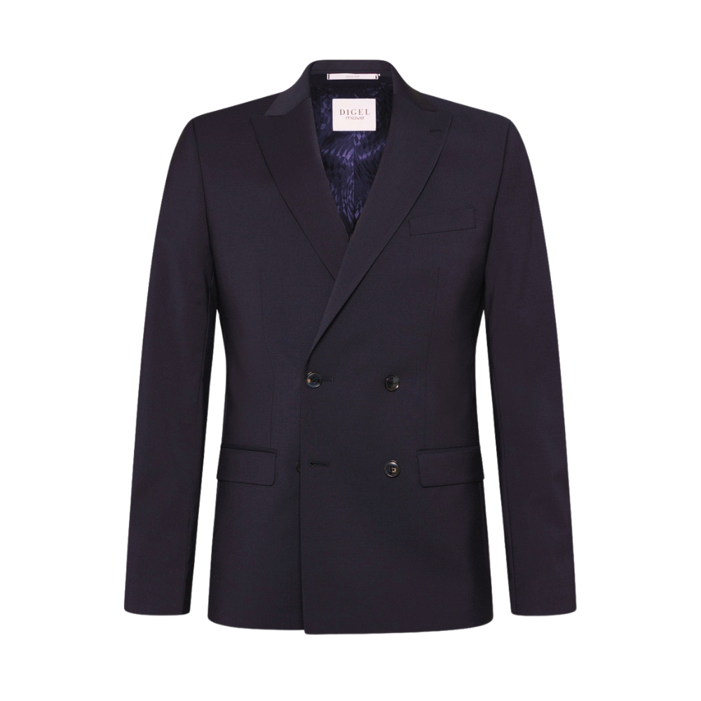 Digel Wool Blend Super Slim Double Breasted Navy Suit