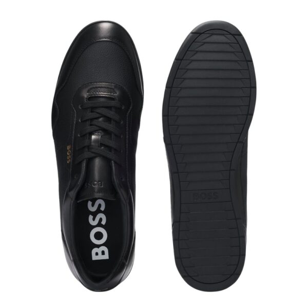 BOSS Faux Leather Trainers With Gold Tone Branding - Image 2